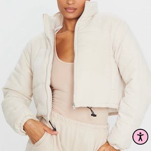 PLT Cream Super Cropped Peach Skin Puffer
